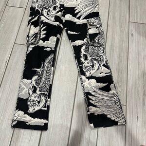 Men's Black and White Graphic Pants